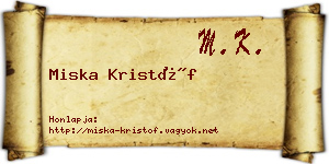 Miska Kristóf névjegykártya